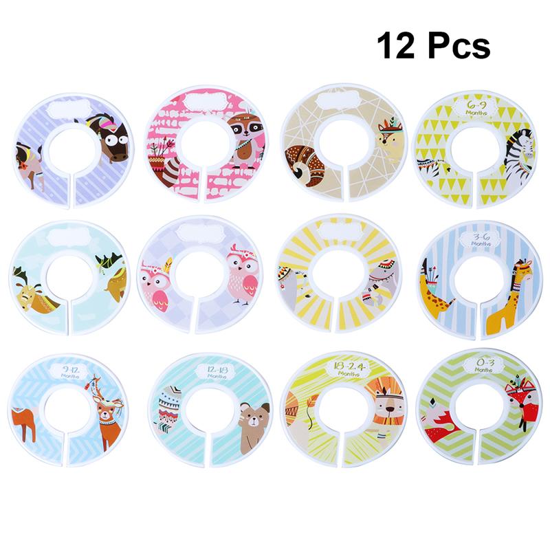 12pcs Baby DIY Clothes Size Dividers Round Plastic Clothing Hanger Circle Round Hangers Closet Dividers For Wardrobe